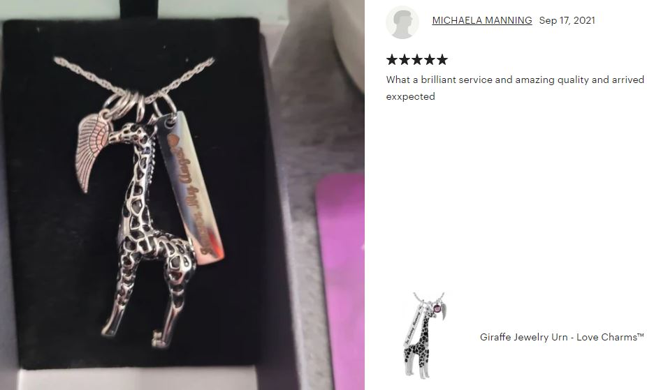 Giraffe Jewelry Urn - Love Charms™ Option