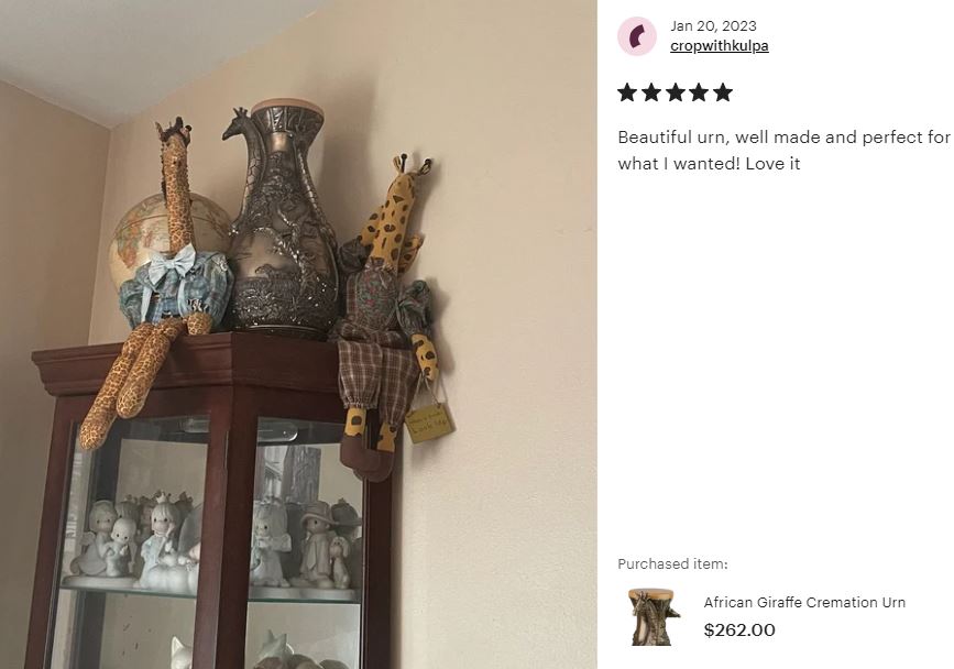 Safari Giraffe Double Cremation Urn - For Two People