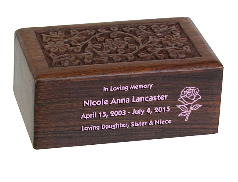 Girl Floral Wood Urn