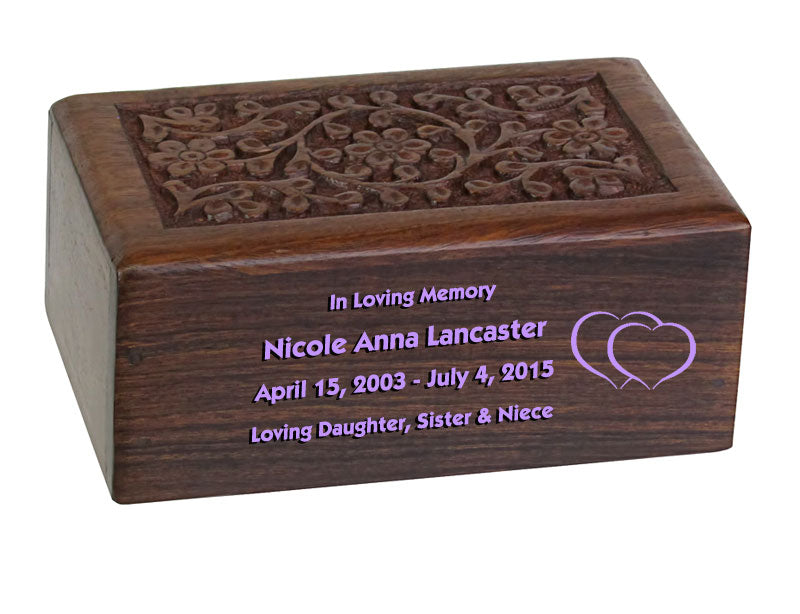 Girl Floral Wood Urn