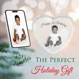 2D Crystal Photo Heart Ornament - Engraving Option