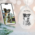 2D Crystal Photo Oval Ornament - Engraving Option 