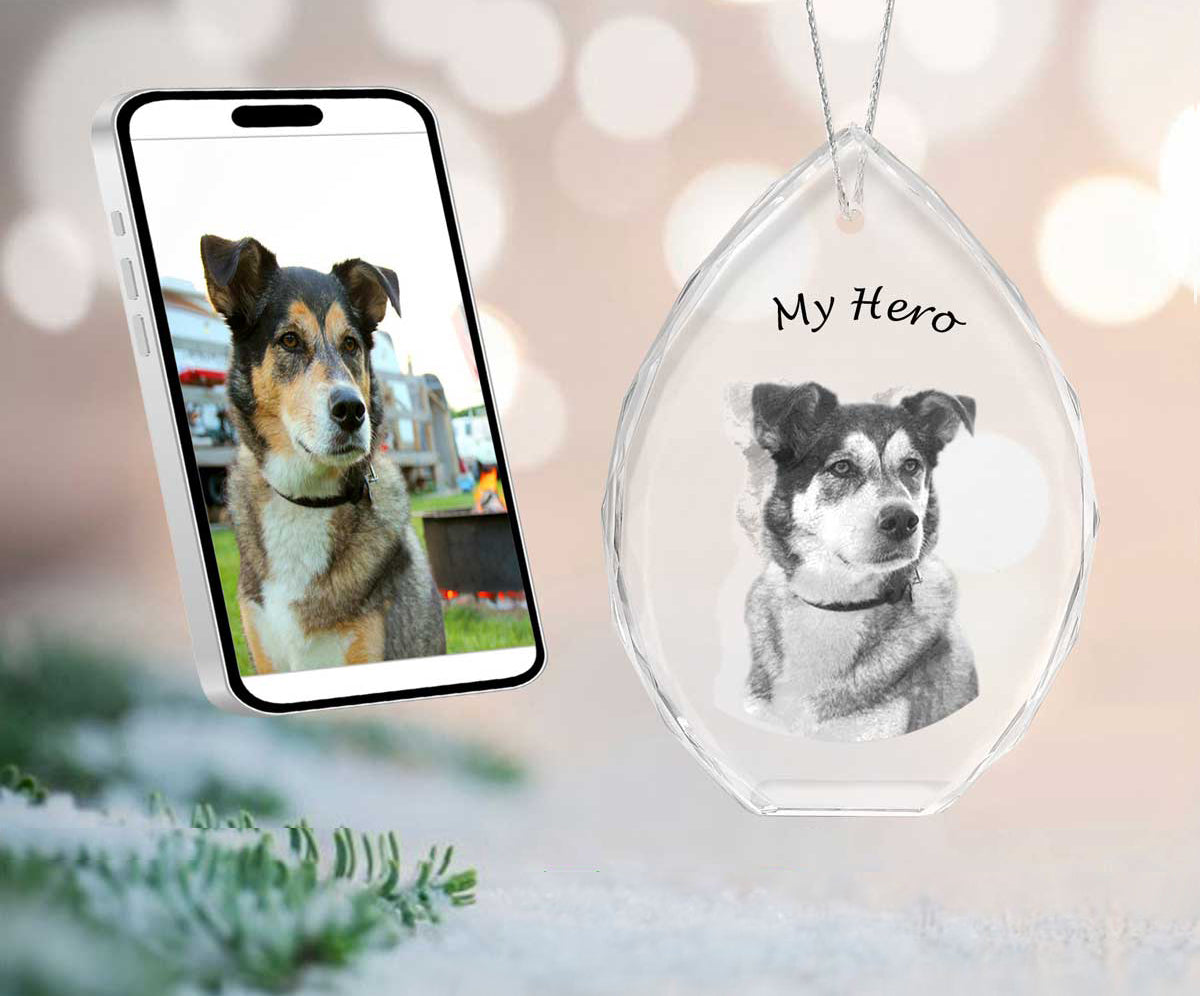 2D Crystal Photo Oval Ornament - Engraving Option 