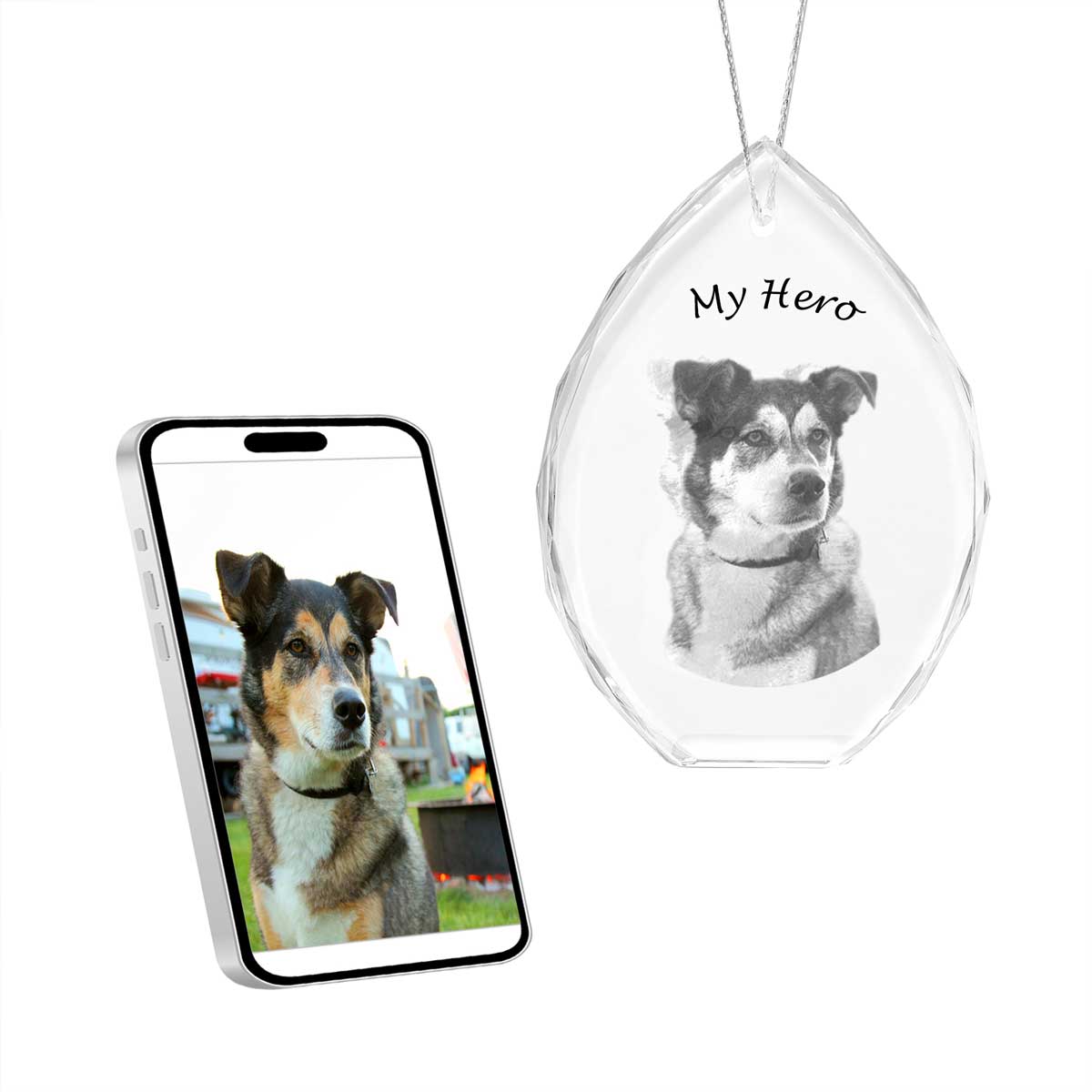 2D Crystal Photo Oval Ornament - Engraving Option 