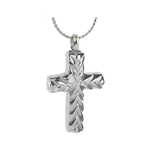 Palm Cross Cremation Jewelry Urn - Love Charms Option