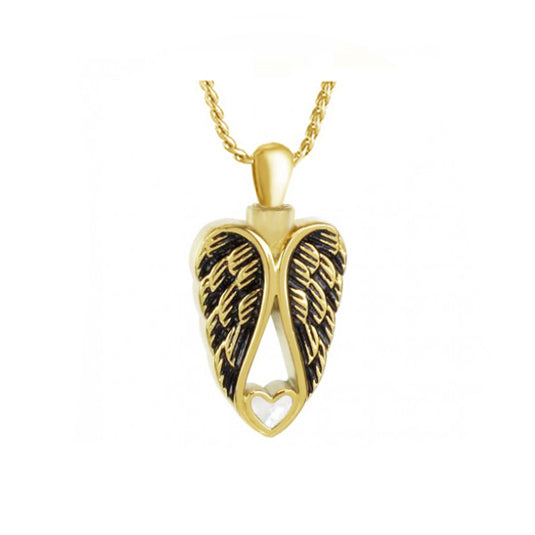 Gold Angel Wings Cremation Urn - Love Charms™ Option 
