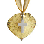 Gold Aspen Leaf & Cross Ornament
