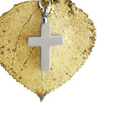 Gold Aspen Leaf & Cross Ornament
