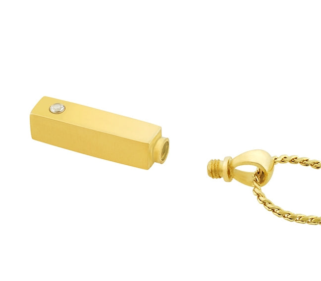Gold Bar Crystal Pendant Cremation Urn - Love Charms Option