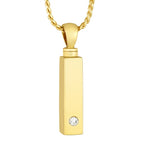 Gold Bar Crystal Pendant Cremation Urn - Love Charms Option