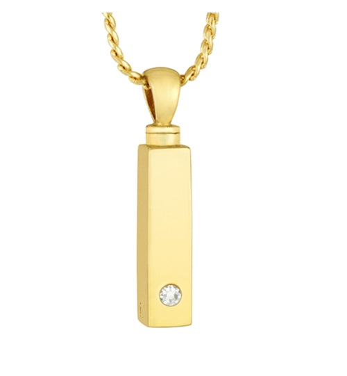Gold Bar Crystal Pendant Cremation Urn - Love Charms Option