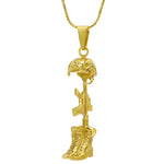 Battlefield Cross Gold Cremation Urn Pendant - Free 20" Chain