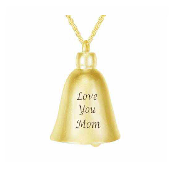 Golden Bell Keepsake Ash Necklace Urn - Love Charms™ Option