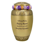 Gold Winged Adult Cremation Urn - Tribute Wreath™ - Pro Diamond Engraving  - Burial Vault Option