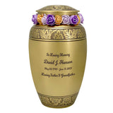 Gold Winged Adult Cremation Urn - Tribute Wreath™ - Pro Diamond Engraving  - Burial Vault Option