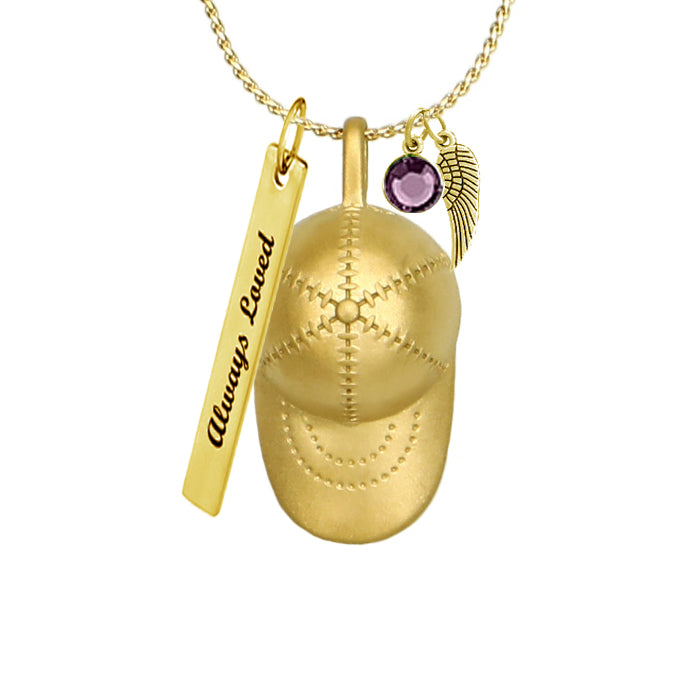 Golden Baseball Cap Ash Urn - Love Charms™ Option