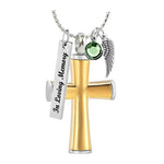 Gold Cross Necklace Urn - Love Charms Option
