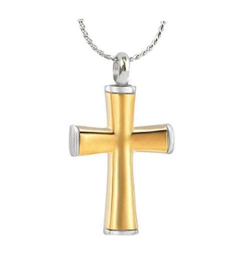 Gold Cross Necklace Urn - Love Charms Option