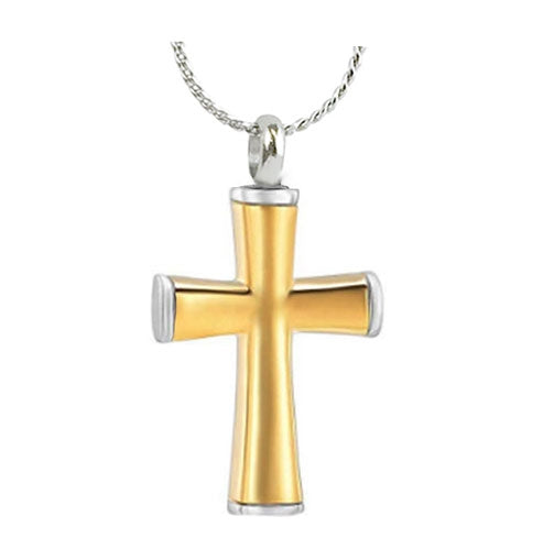Gold Cross Necklace Urn - Love Charms Option