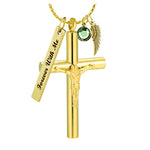 Large Gold Crucifix Cremation Ash Urn - Love Charms™ Option 