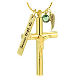 Large Gold Crucifix Cremation Ash Urn - Love Charms™ Option 