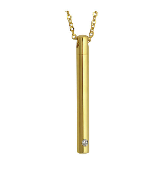 Gold Slender Cylinder Cremation Jewelry Urn - Love Charms™ Option 
