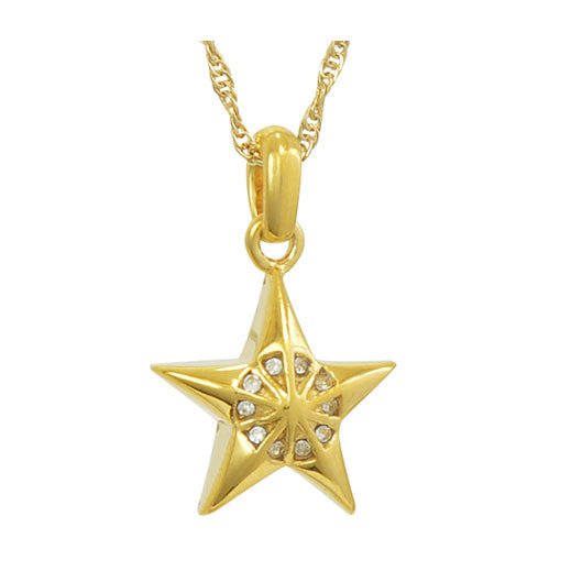 Twinkle Little Star Gold Urn Necklace Blue or Clear Crystals