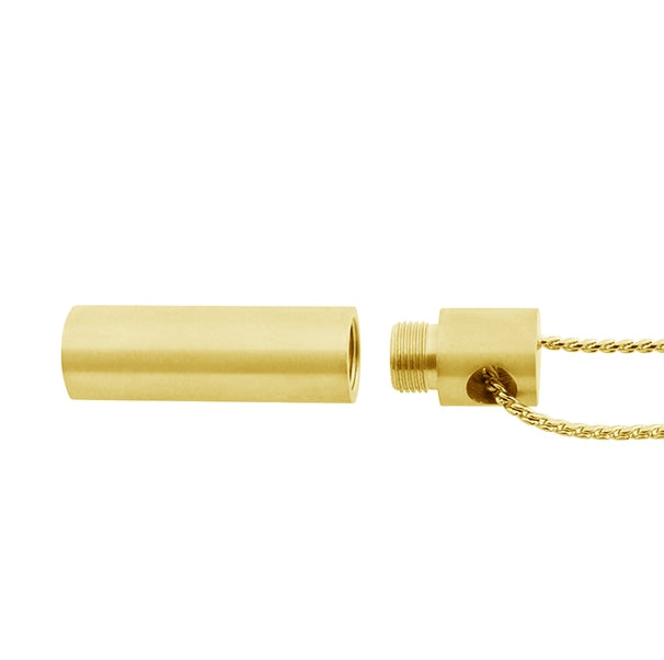 Gold Cylinder Cremation Pendant Urn - Love Charms Option