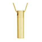 Gold Cylinder Cremation Pendant Urn - Love Charms Option