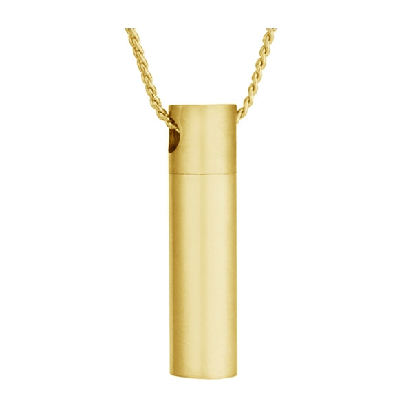 Gold Cylinder Cremation Pendant Urn - Love Charms Option