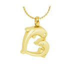 Golden Dolphins Heart Ash Pendant Urn - Love Charms Option
