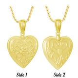 Gold Double Sided Heart Ash Pendant Urn - Love Charms Option