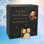 Gold Drum Set Wood Adult Cremation Urn - Miniature Drum Set - Photo Option