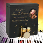 Gold Drum Set Wood Adult Cremation Urn - Miniature Drum Set - Photo Option
