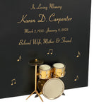 Gold Drum Set Wood Adult Cremation Urn - Miniature Drum Set - Photo Option