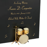 Gold Drum Set Wood Adult Cremation Urn - Miniature Drum Set - Photo Option