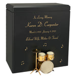 Gold Drum Set Wood Adult Cremation Urn - Miniature Drum Set - Photo Option