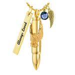 Gold Eagle Bullet Pendant Unisex Cremation Urn - Love Charms™ Option