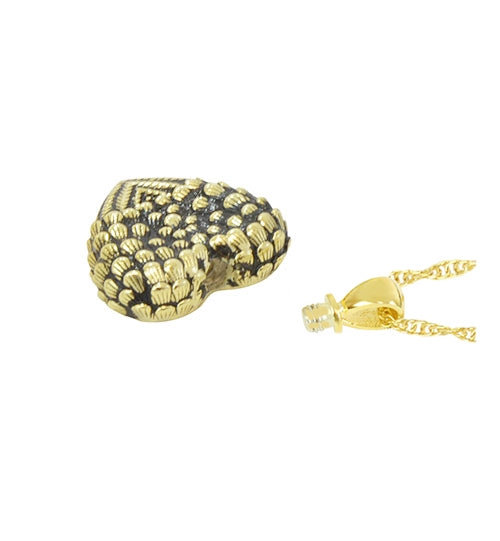 Gold Feathered Wings Ash Pendant Urn - Love Charms Option