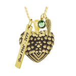 Gold Feathered Wings Ash Pendant Urn - Love Charms Option