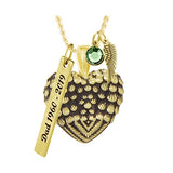 Gold Feathered Wings Ash Pendant Urn - Love Charms Option