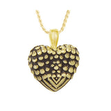 Gold Feathered Wings Ash Pendant Urn - Love Charms Option