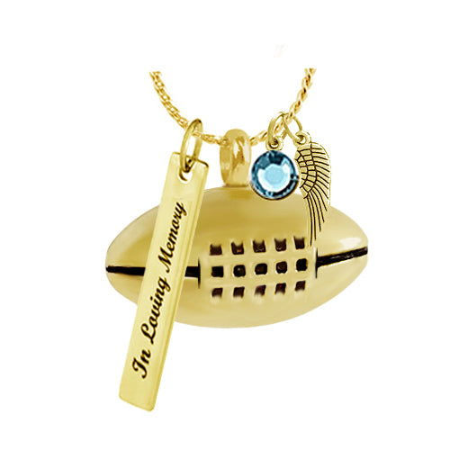 Golden Football Pendant Ash Urn - Love Charms™ Option