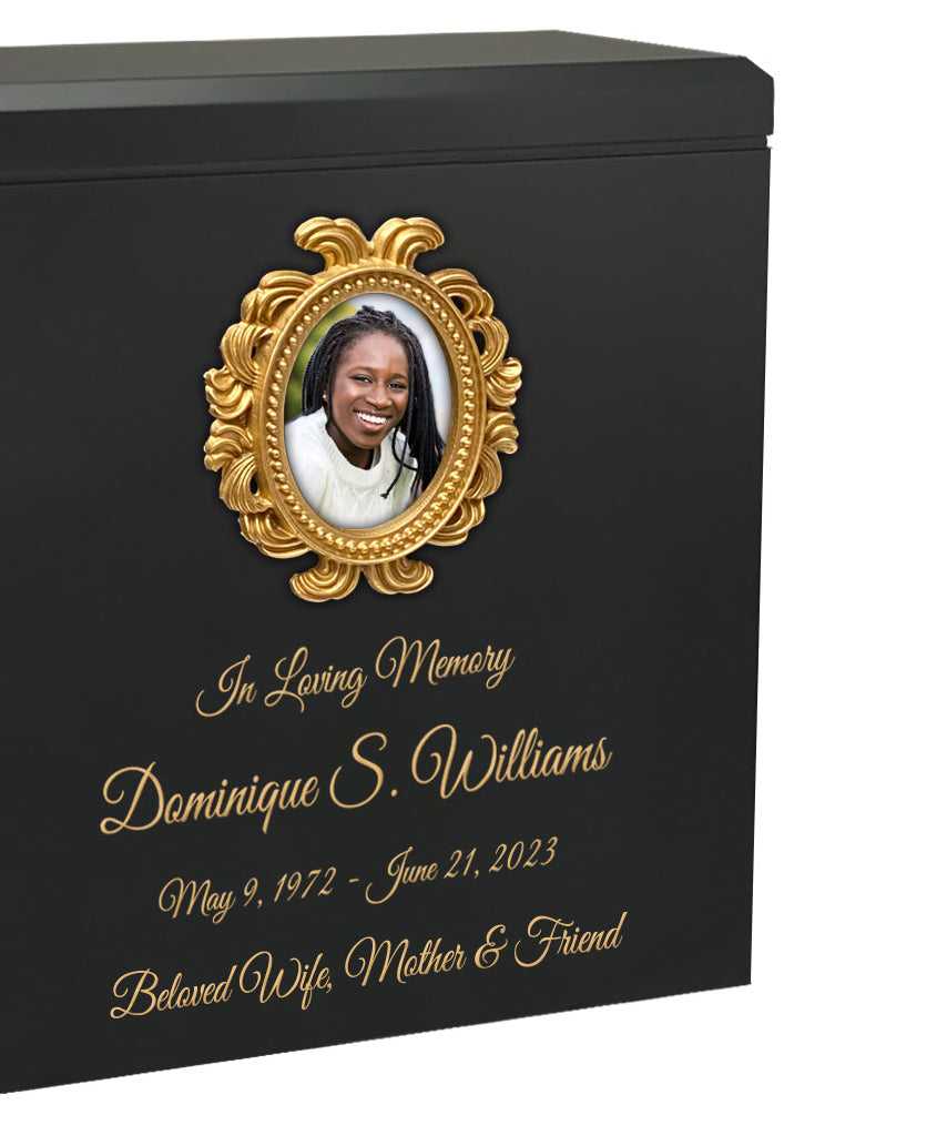 Gold Photo Frame Adult Wood Cremation Urn