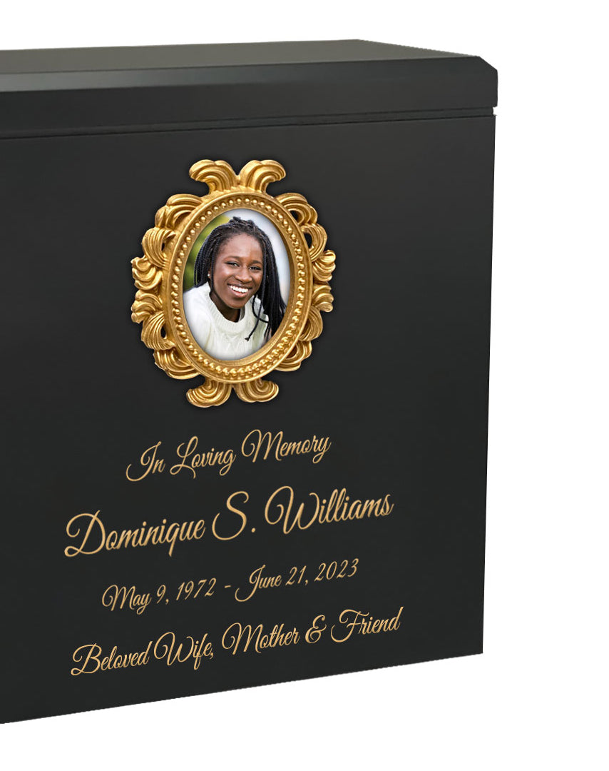 Gold Photo Frame Adult Wood Cremation Urn