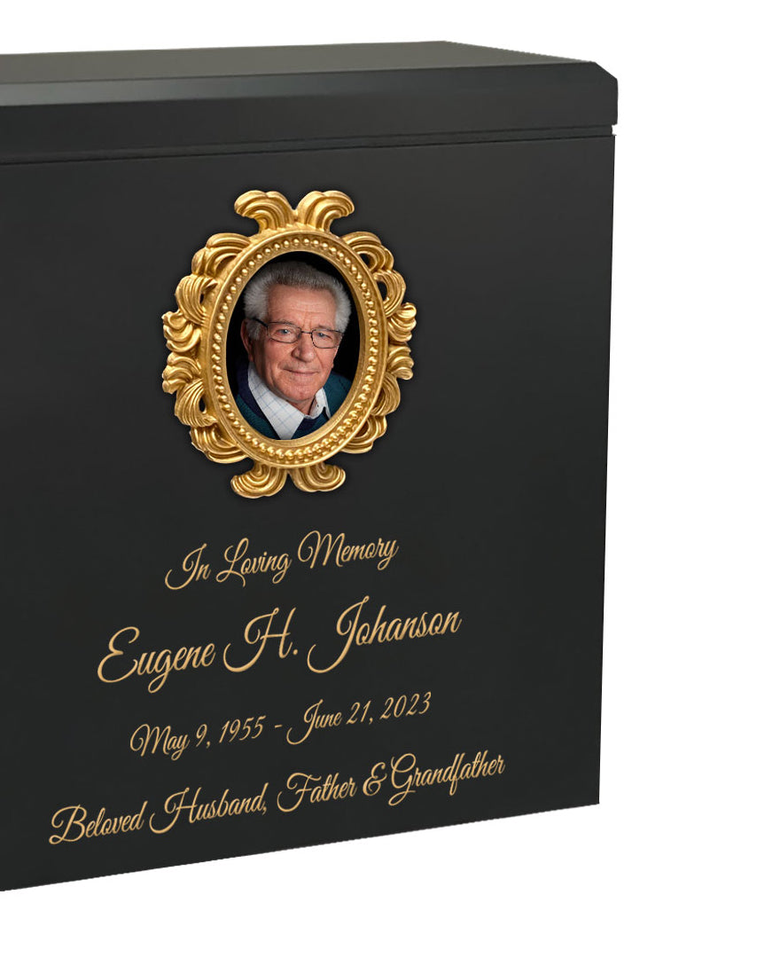 Gold Photo Frame Adult Wood Cremation Urn