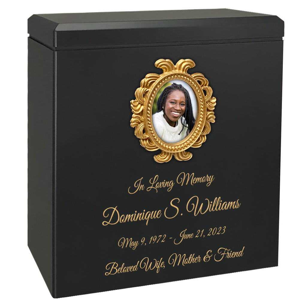 Gold Photo Frame Adult Wood Cremation Urn