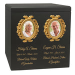 Gold Photo Frames Companion Wood Urn - Parents Photo Double Cremation Urn