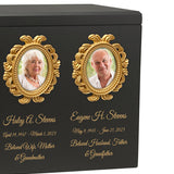 Gold Photo Frames Companion Wood Urn -  Parents Photo Urn - Vault Option