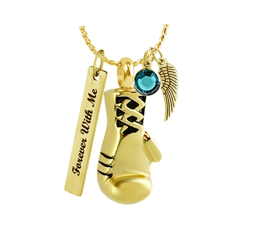 Golden Gloves Boxing Ash Pendant Urn - Love Charms Option